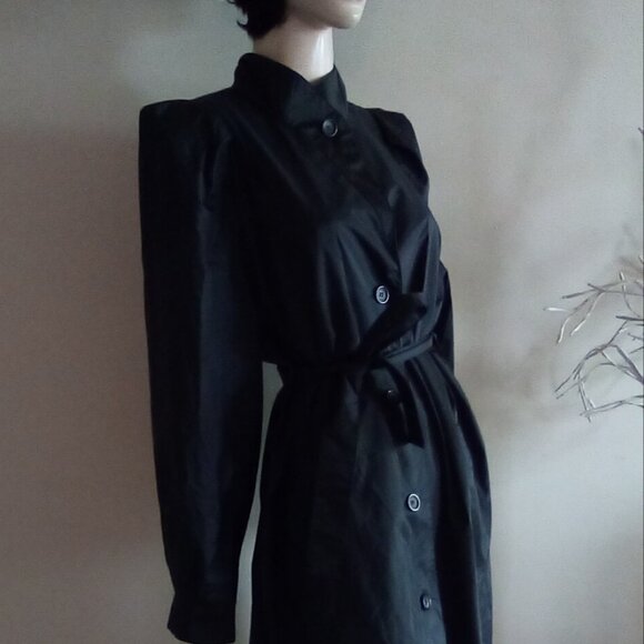 VTG Weather Wise Trench Coat With Matching Belt By Betsey B Puff Shoulders Sz S - Picture 4 of 11